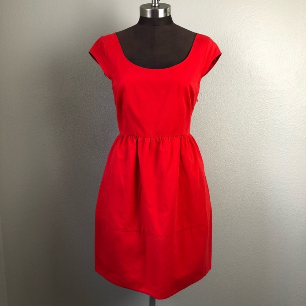 Red fit and flare dress!